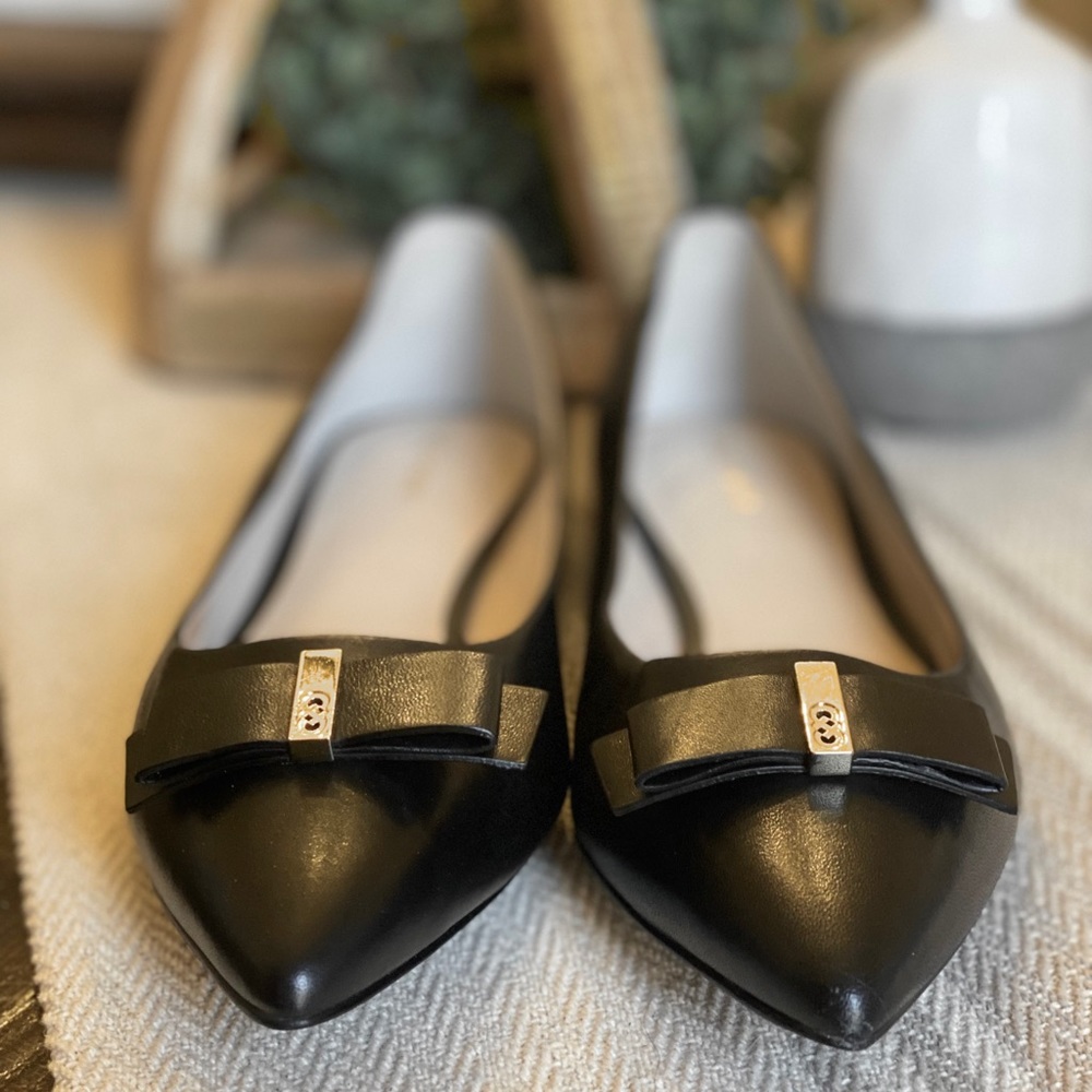 Cole Haan Elsie Pointed Toe With Bow Flats, Sz 10